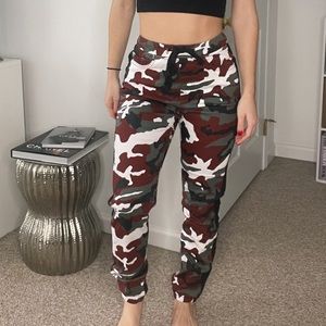 Fashion nova red cameo cargo pants